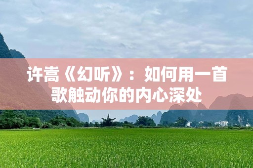 许嵩《幻听》：如何用一首歌触动你的内心深处