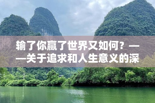 输了你赢了世界又如何？——关于追求和人生意义的深刻思考
