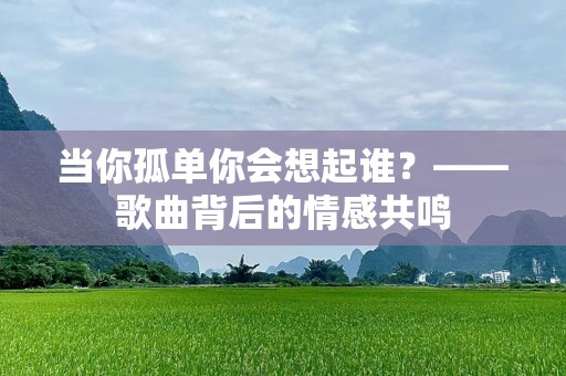 当你孤单你会想起谁？——歌曲背后的情感共鸣