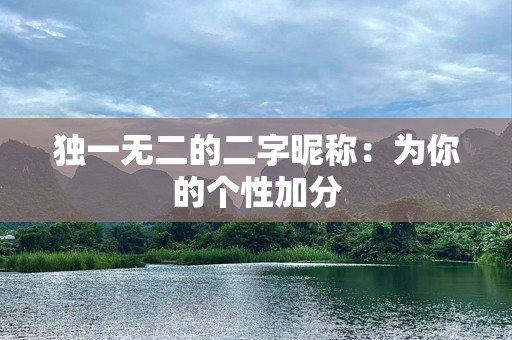 独一无二的二字昵称：为你的个性加分