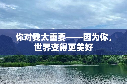 你对我太重要——因为你，世界变得更美好