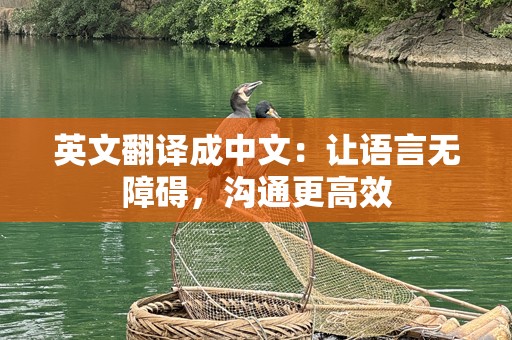 英文翻译成中文：让语言无障碍，沟通更高效