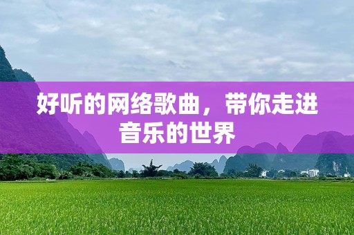 好听的网络歌曲，带你走进音乐的世界