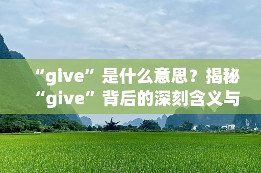 “give”是什么意思？揭秘“give”背后的深刻含义与无限可能