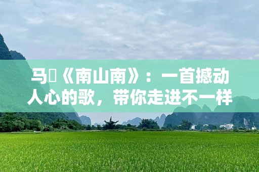 马頔《南山南》：一首撼动人心的歌，带你走进不一样的情感世界