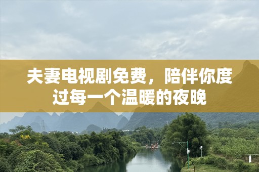 夫妻电视剧免费，陪伴你度过每一个温暖的夜晚