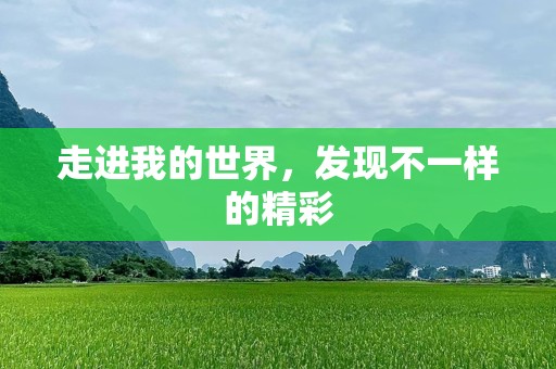 走进我的世界，发现不一样的精彩