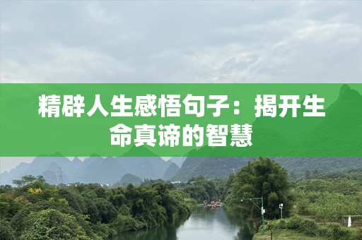 精辟人生感悟句子：揭开生命真谛的智慧