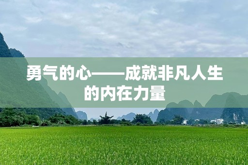勇气的心——成就非凡人生的内在力量