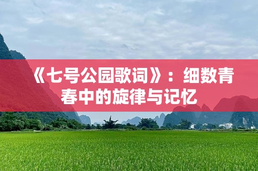 《七号公园歌词》：细数青春中的旋律与记忆