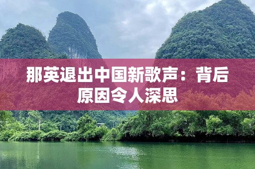 那英退出中国新歌声：背后原因令人深思