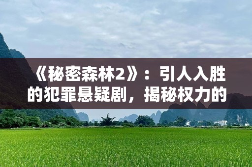 《秘密森林2》：引人入胜的犯罪悬疑剧，揭秘权力的黑暗角落