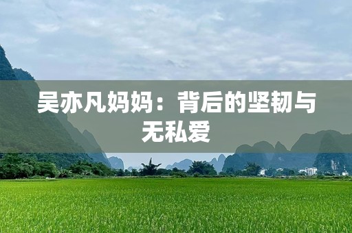 吴亦凡妈妈：背后的坚韧与无私爱