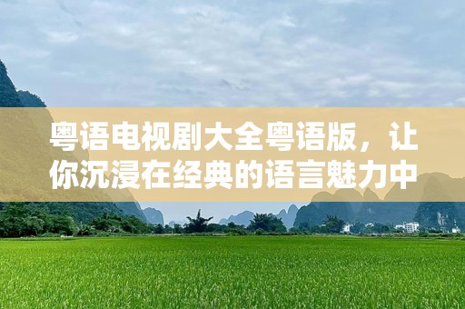 粤语电视剧大全粤语版，让你沉浸在经典的语言魅力中