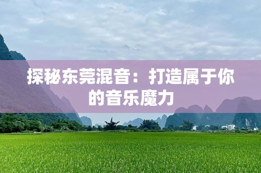 探秘东莞混音：打造属于你的音乐魔力
