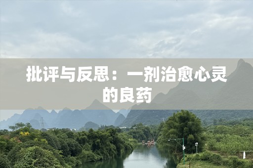 批评与反思：一剂治愈心灵的良药