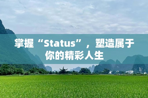 掌握“Status”，塑造属于你的精彩人生