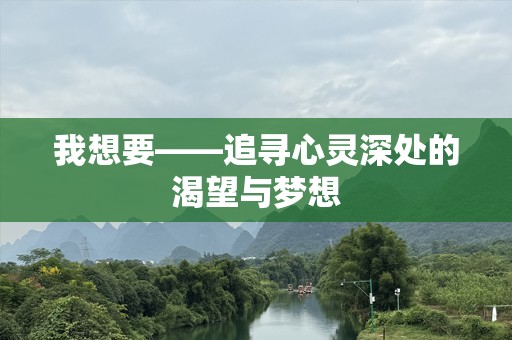我想要——追寻心灵深处的渴望与梦想