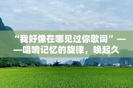 “我好像在哪见过你歌词”——唱响记忆的旋律，唤起久违的情感共鸣