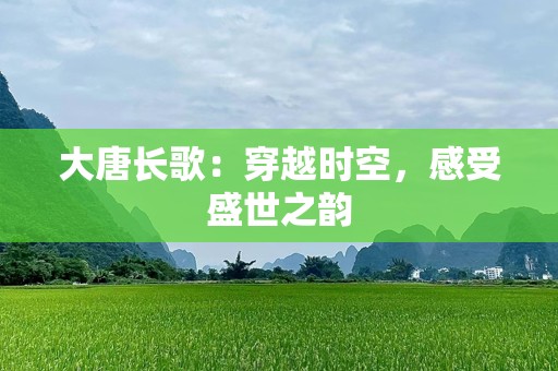 大唐长歌：穿越时空，感受盛世之韵