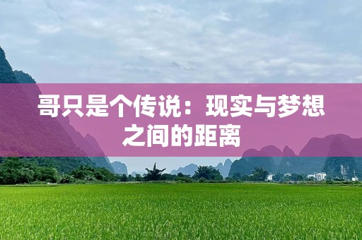 哥只是个传说：现实与梦想之间的距离