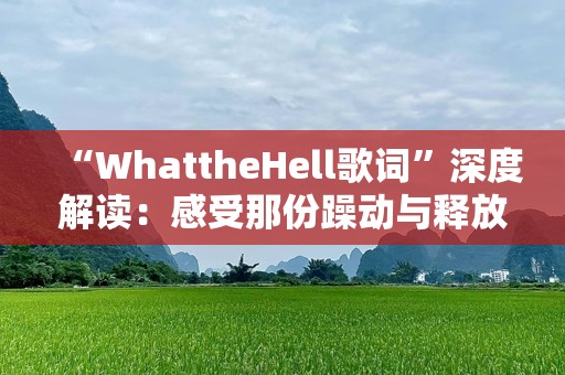 “WhattheHell歌词”深度解读：感受那份躁动与释放
