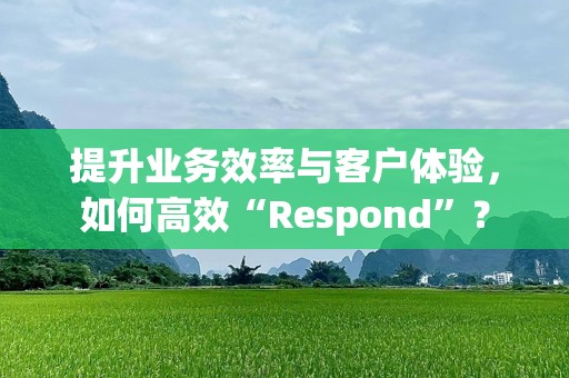 提升业务效率与客户体验，如何高效“Respond”？
