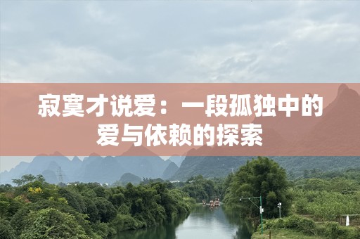 寂寞才说爱：一段孤独中的爱与依赖的探索