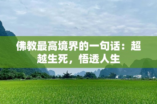 佛教最高境界的一句话：超越生死，悟透人生