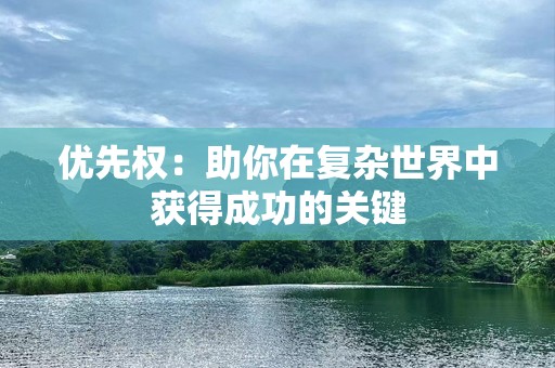 优先权：助你在复杂世界中获得成功的关键
