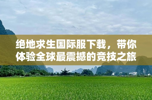 绝地求生国际服下载，带你体验全球最震撼的竞技之旅！