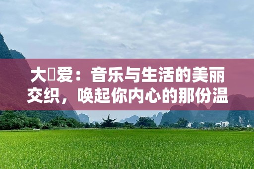 大塚爱：音乐与生活的美丽交织，唤起你内心的那份温暖与力量