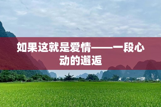 如果这就是爱情——一段心动的邂逅