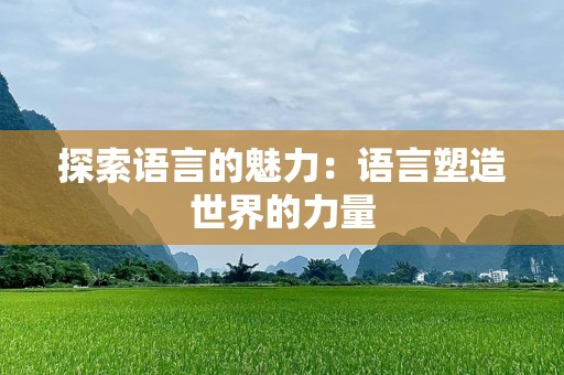 探索语言的魅力：语言塑造世界的力量