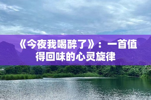 《今夜我喝醉了》：一首值得回味的心灵旋律