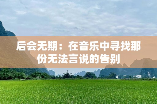后会无期：在音乐中寻找那份无法言说的告别
