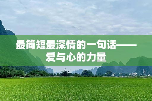 最简短最深情的一句话——爱与心的力量