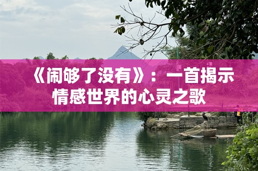 《闹够了没有》：一首揭示情感世界的心灵之歌