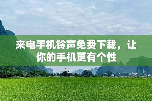 来电手机***免费下载，让你的手机更有个性