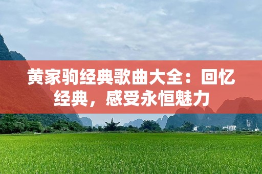 黄家驹经典歌曲大全：回忆经典，感受永恒魅力