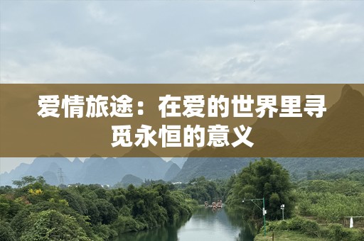 爱情旅途：在爱的世界里寻觅永恒的意义