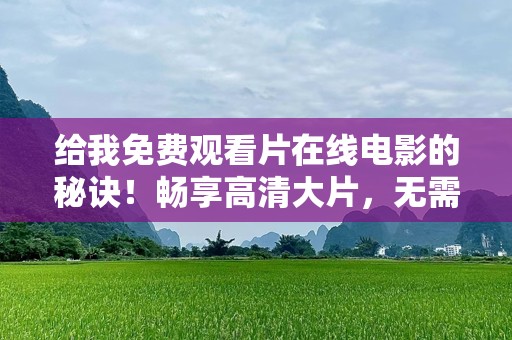 给我免费观看片在线电影的秘诀！畅享高清大片，无需花费一分钱！