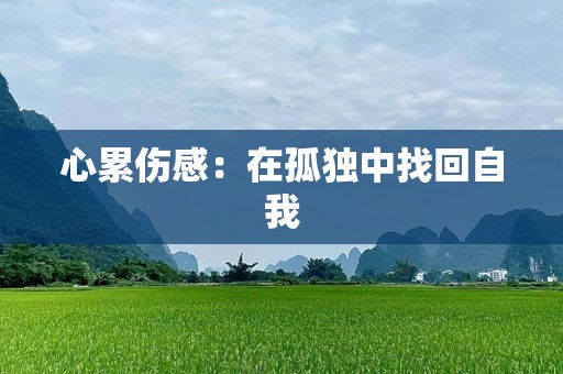 心累伤感：在孤独中找回自我