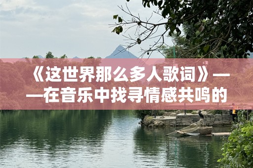 《这世界那么多人歌词》——在音乐中找寻情感共鸣的力量