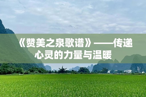 《赞美之泉歌谱》——传递心灵的力量与温暖