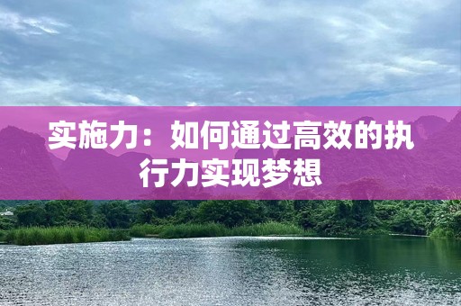 实施力：如何通过高效的执行力实现梦想