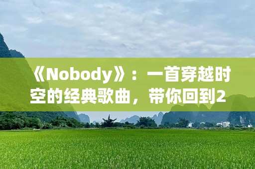《Nobody》：一首穿越时空的经典歌曲，带你回到2008年