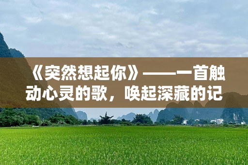 《突然想起你》——一首触动心灵的歌，唤起深藏的记忆