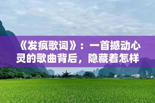 《发疯歌词》：一首撼动心灵的歌曲背后，隐藏着怎样的情感力量？