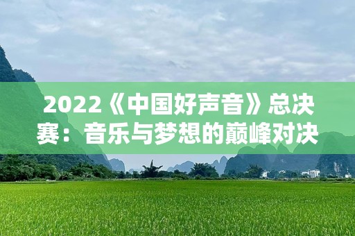 2022《中国好声音》总决赛：音乐与梦想的巅峰对决